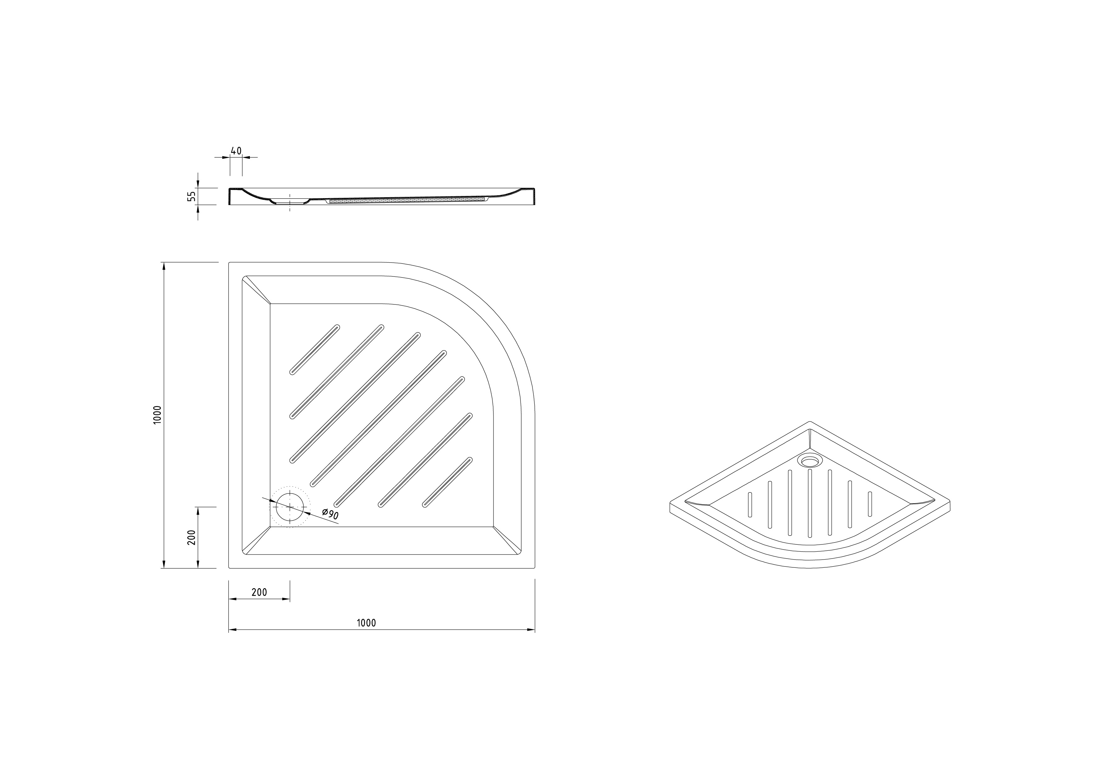 Corner Shower Tray 100x100