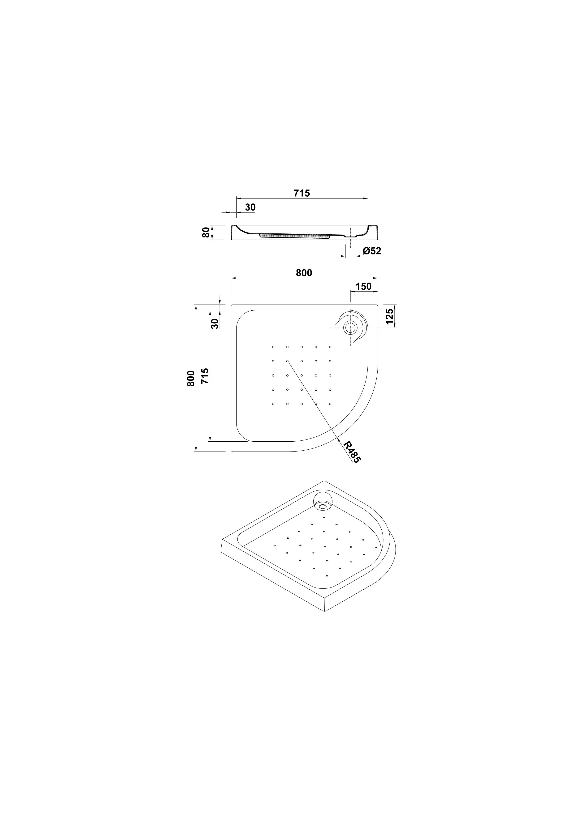 Corner Shower Tray 80x80
