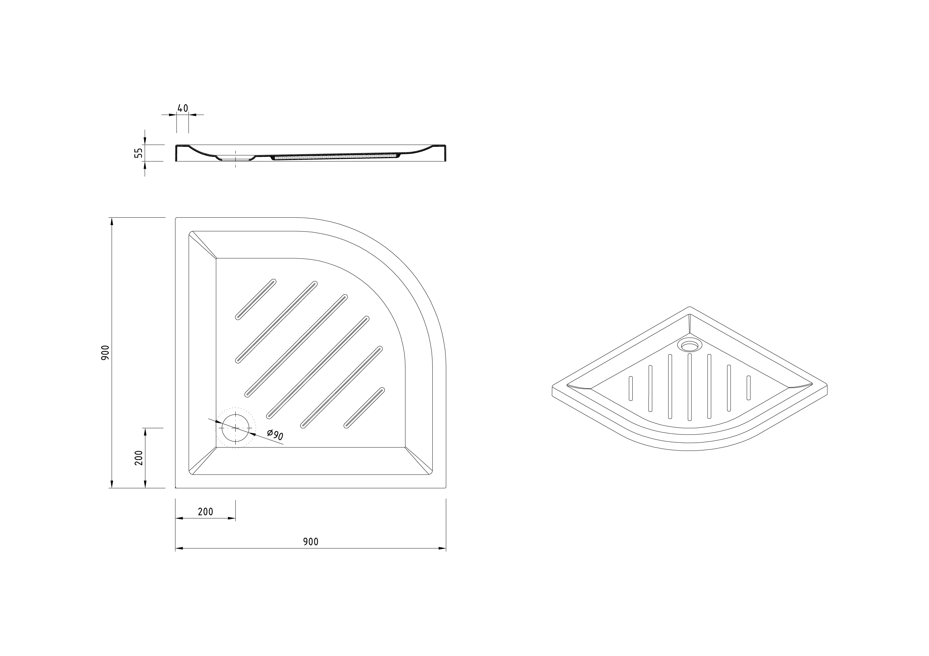 Corner Shower Tray 90x90