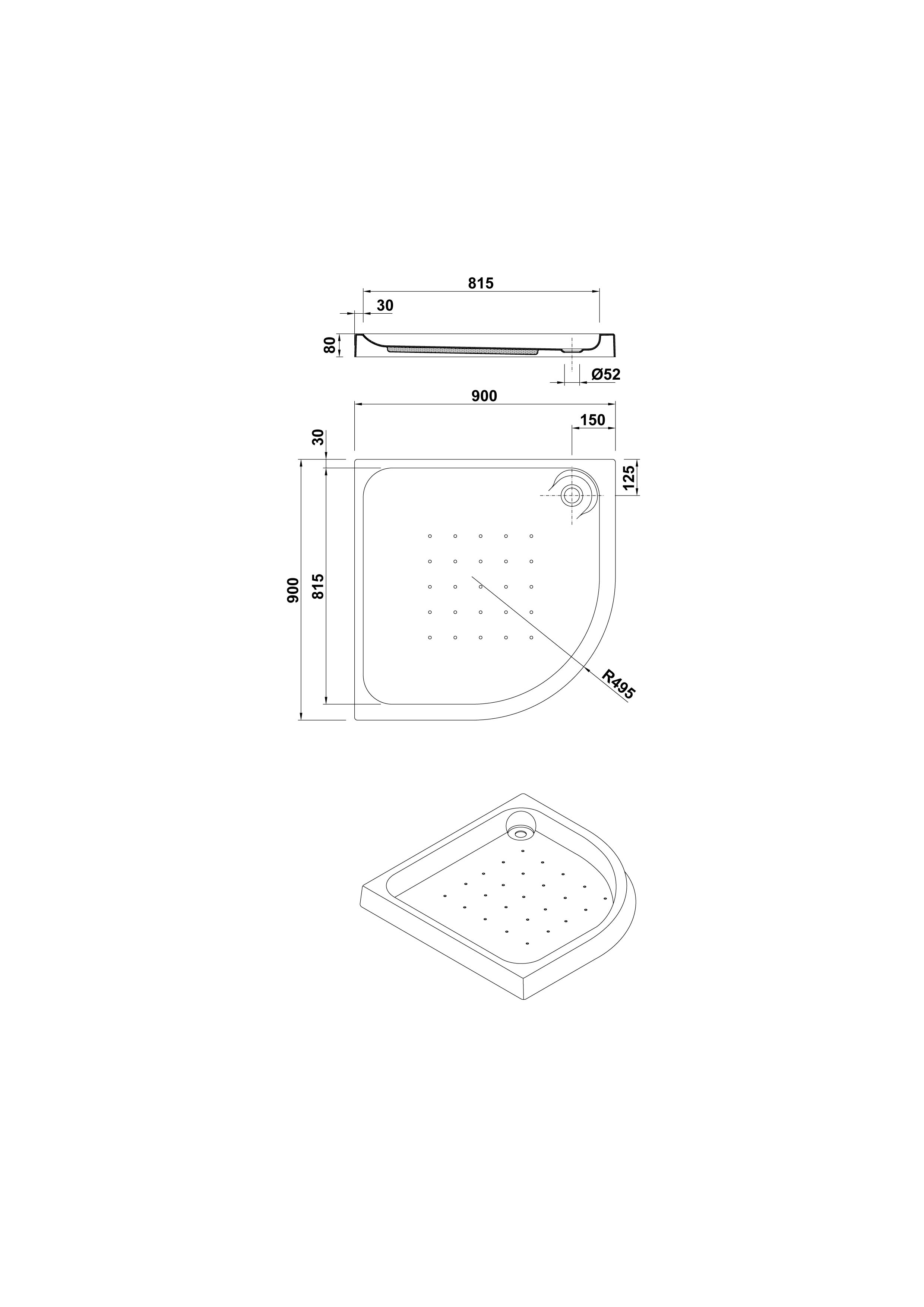 Corner Shower Tray 90x90